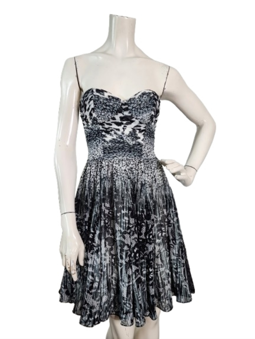 Y2K Betsey Johnson Strapless Dress Women's 2 Black Animal Print